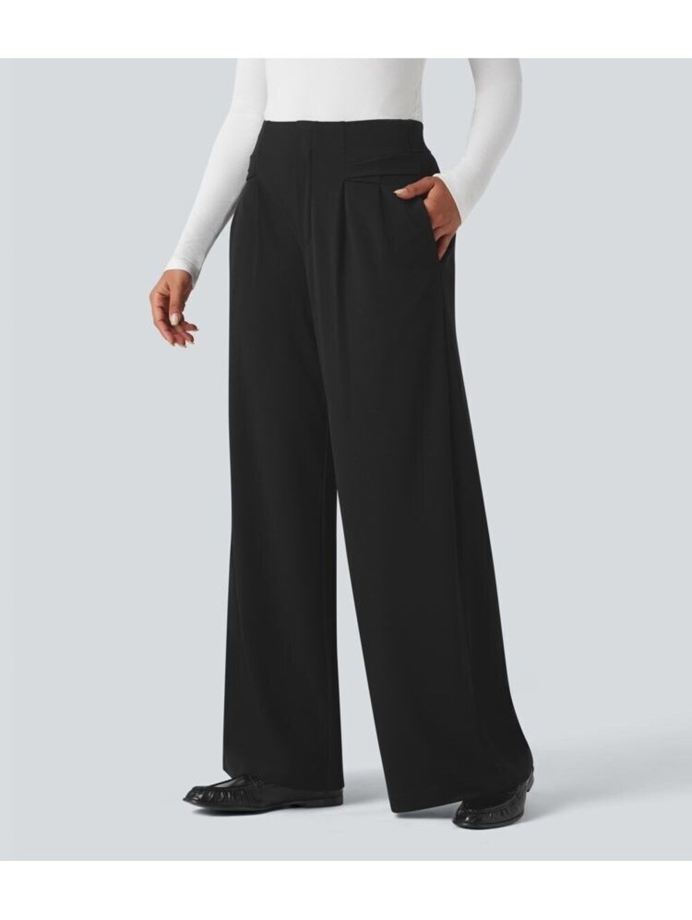 Halara High Waisted Waffle Work Baggy Pants with Pockets